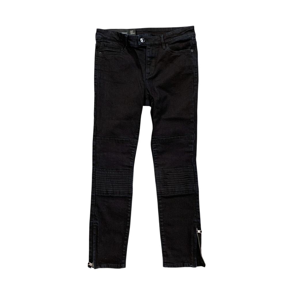 Armani Exchange Jeans Womens 28 Indigo Ankle Zip Ribbed Panel Moto Denim Stretch